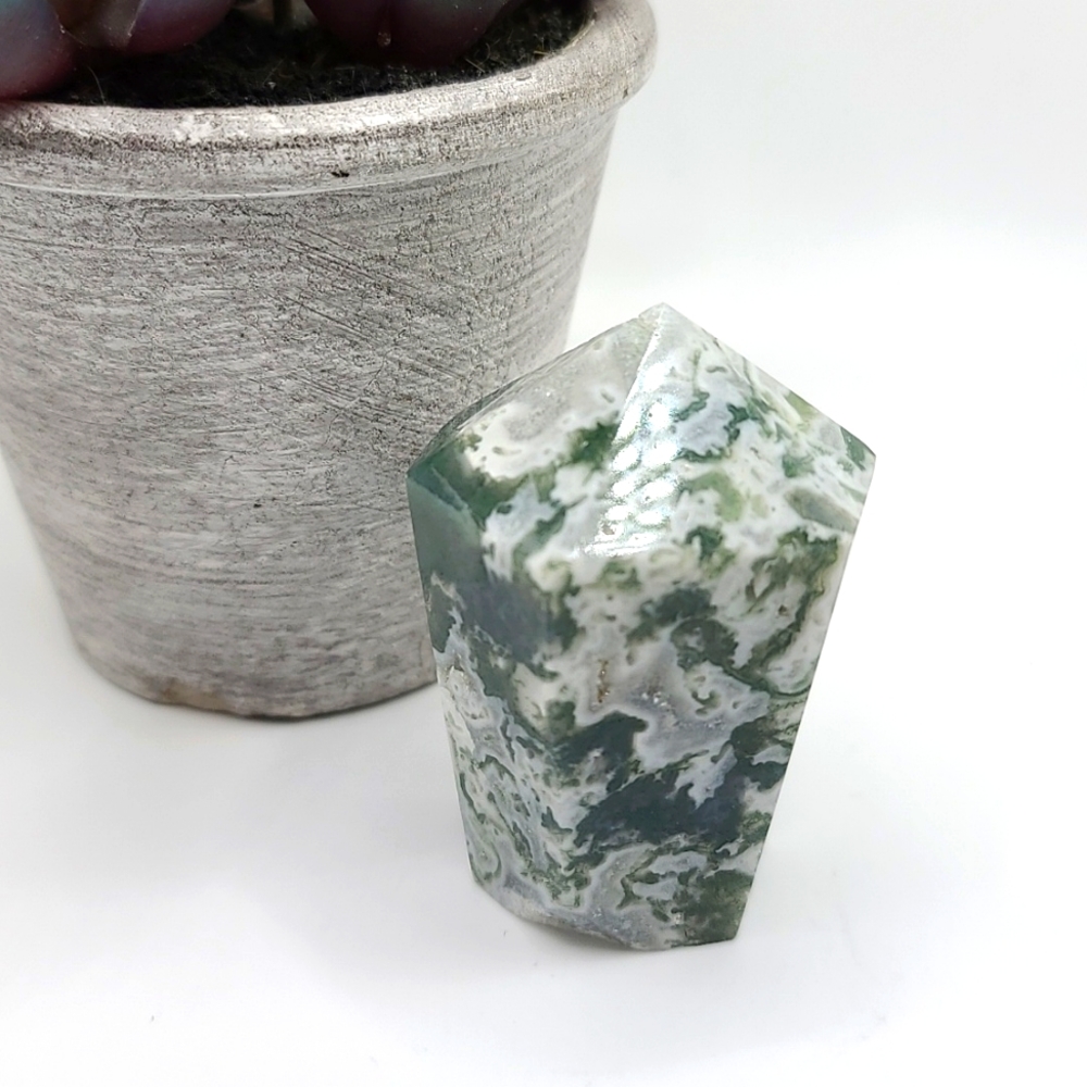 CLEARANCE Moss Agate with Drusy Cupcake Chunky Tower B - Picture 3 of 5
